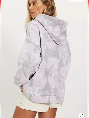 Free People X Ragabond Aloha Lavender Floral & Gray Hoodie